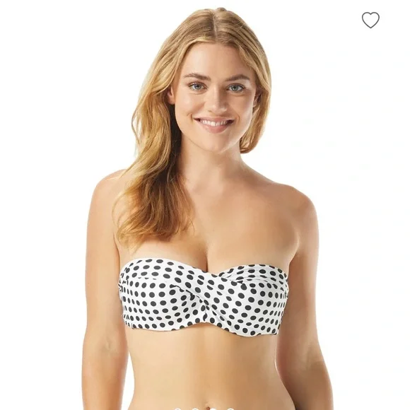 NWOT Coco Reef black and white polka dot 5-way convertible bikini top - Picture 4 of 10